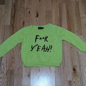 MinkPink F**k yeah! Neon Green Sweater Size M